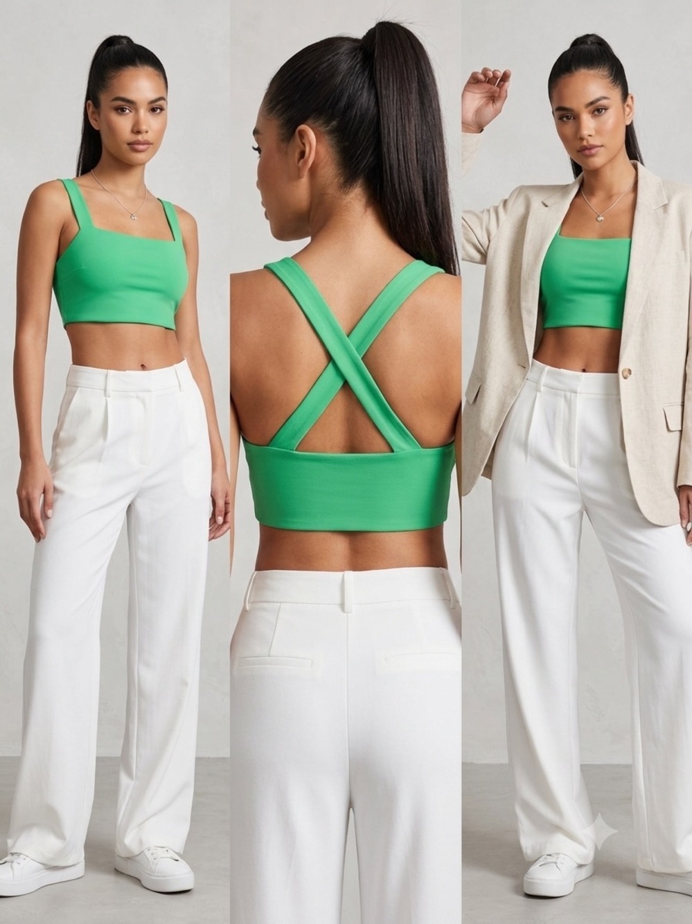 Offline x Aerie Real Me Xtra Stretch Med. Support Green Crop/ Sports Bra Medium